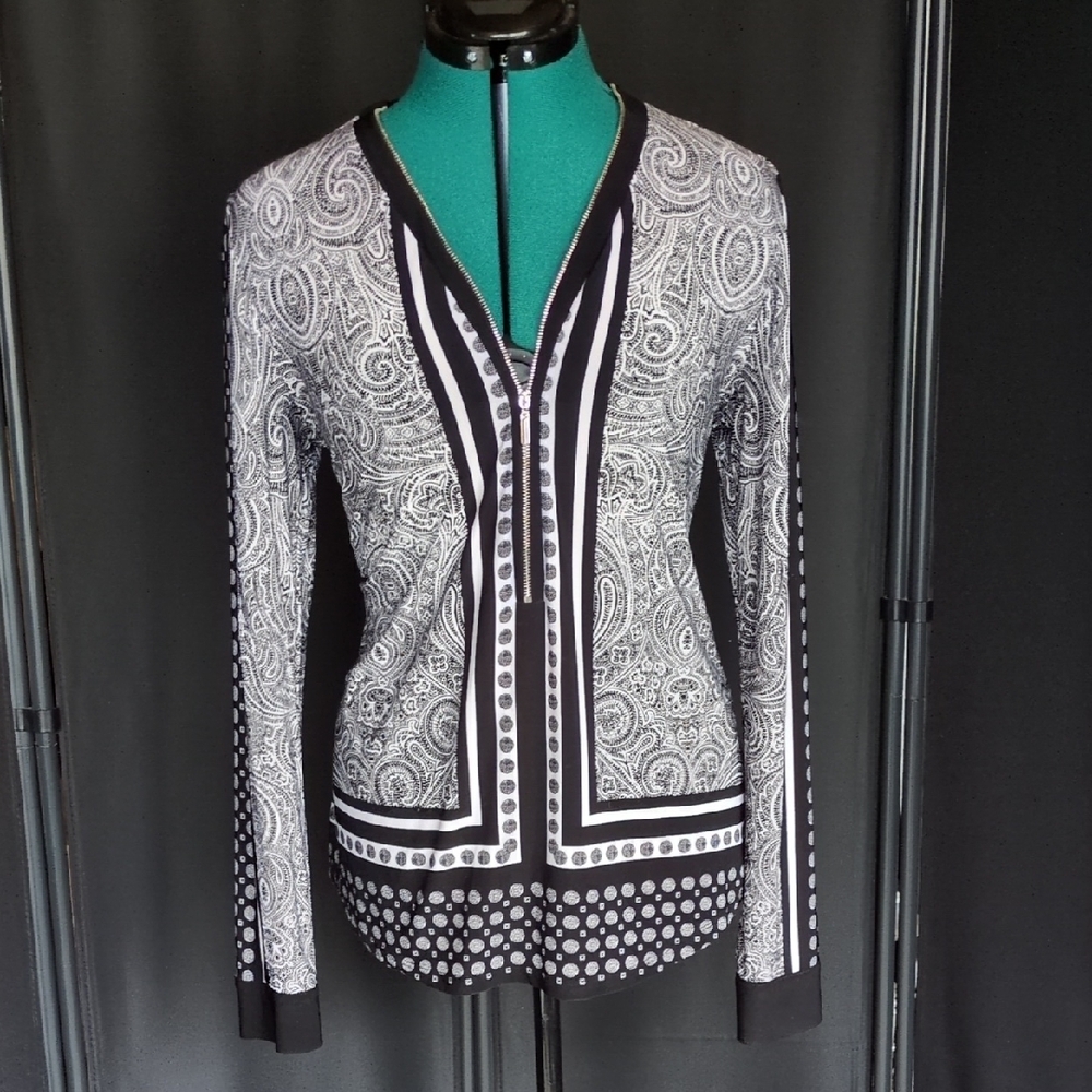 INC Black and White Paisley Women's Jacket